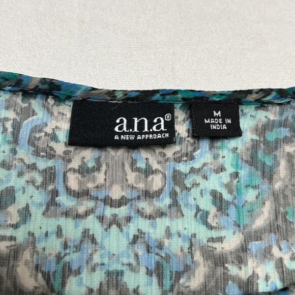 a.n.a Sheer Paisley Blouse Sheer Ombre Long Sleeve Women's Medium Blue Boho - Picture 4 of 9